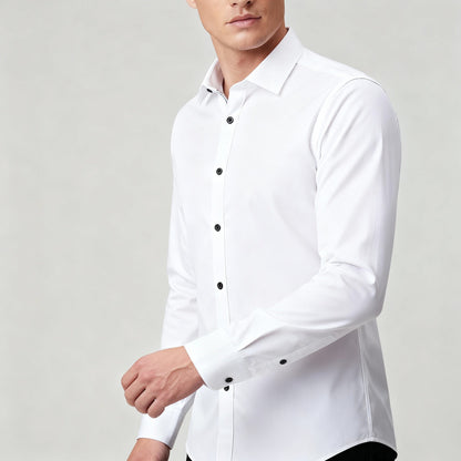 Herren Slim Fit Hemd Knopfleiste Weiß