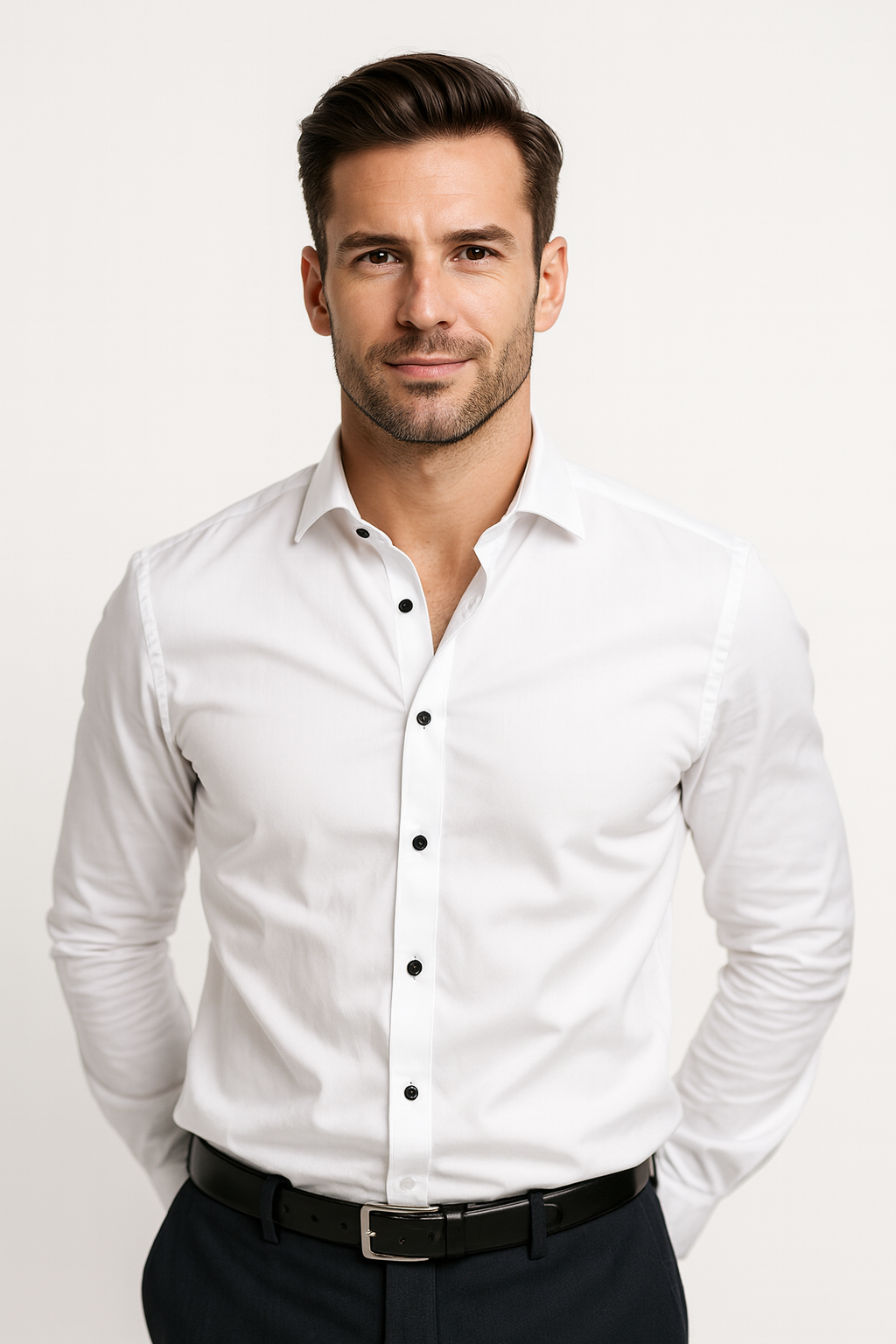 Herren Slim Fit Hemd aus Baumwolle Weiß