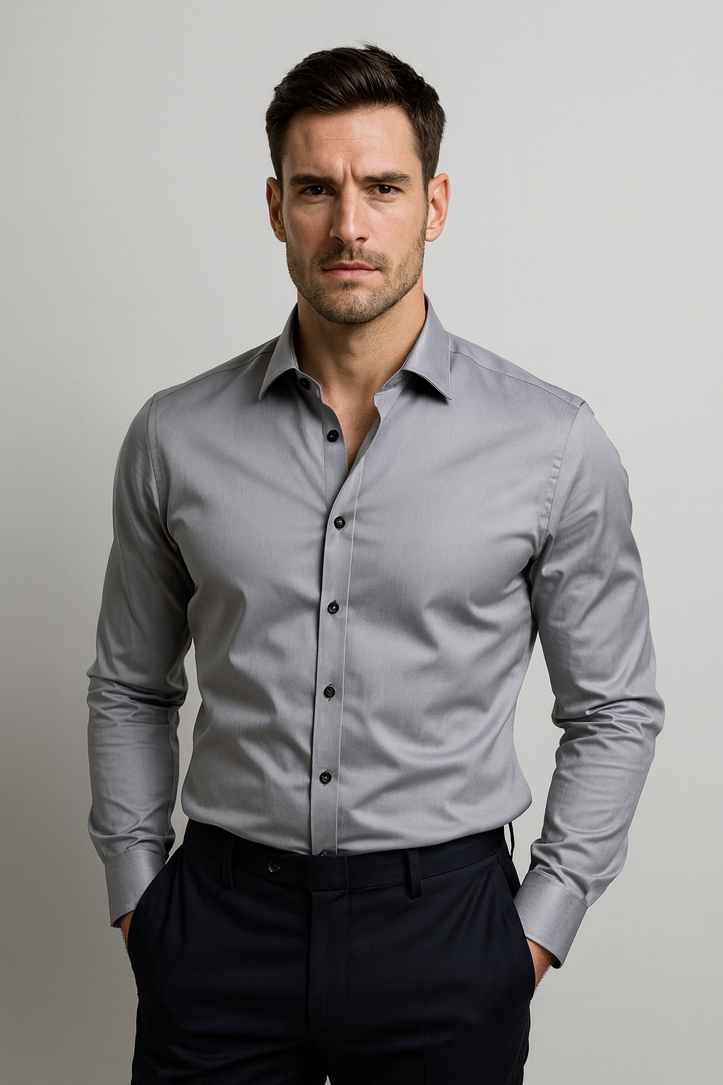 Herren Slim Fit Hemd aus Baumwolle Weiß