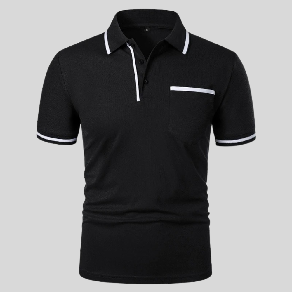 Herren Polohemd Kontrastbesatz Taschen Valentin