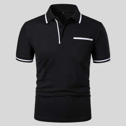 Herren Polohemd Kontrastbesatz Taschen Valentin