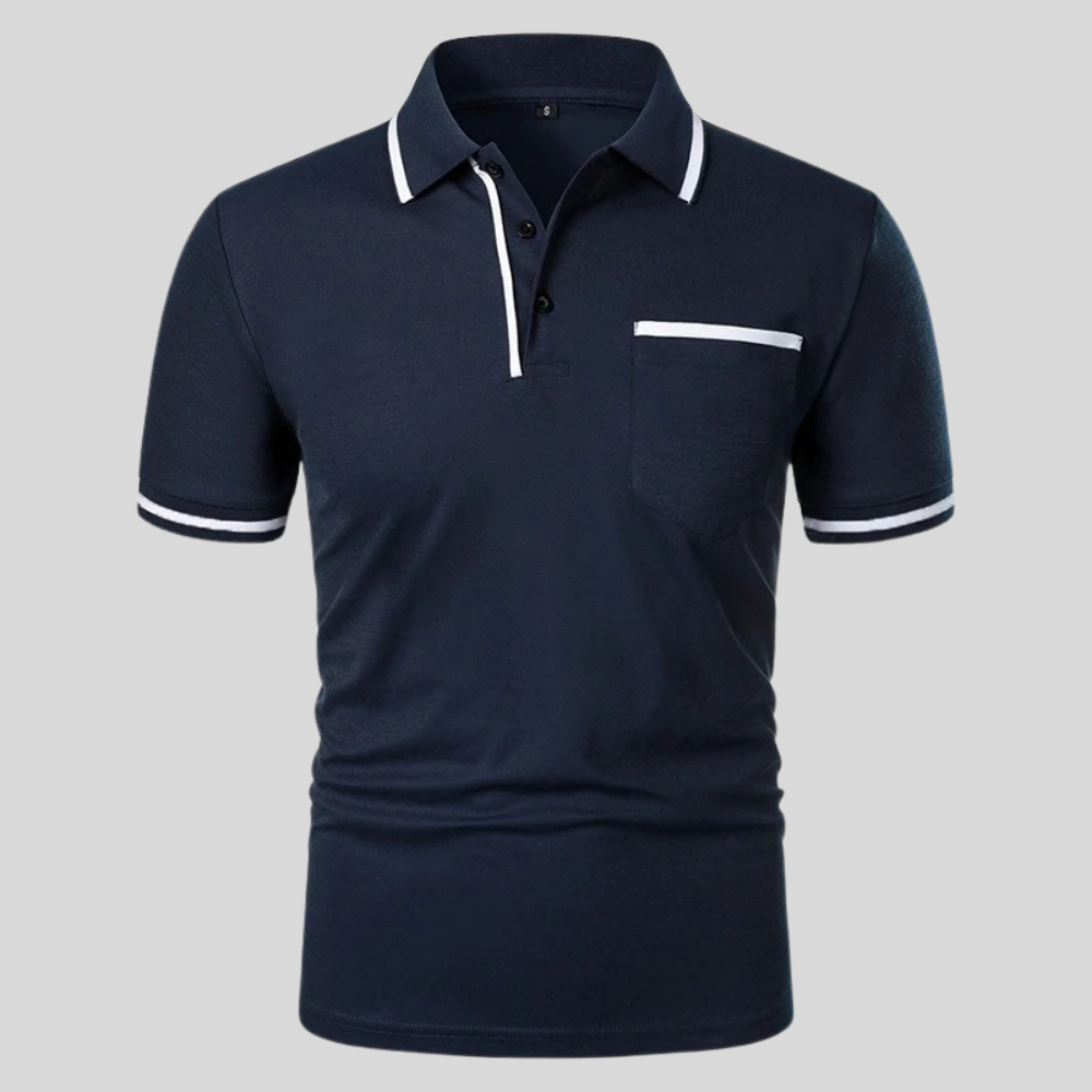 Herren Polohemd Kontrastbesatz Taschen Valentin