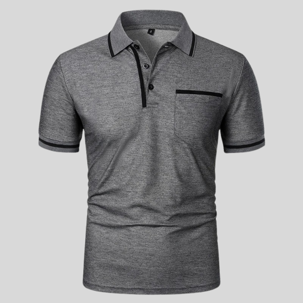 Herren Polohemd Kontrastbesatz Taschen Valentin