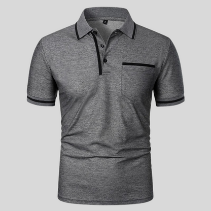 Herren Polohemd Kontrastbesatz Taschen Valentin