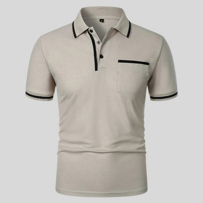 Herren Polohemd Kontrastbesatz Taschen Valentin - Eveloria