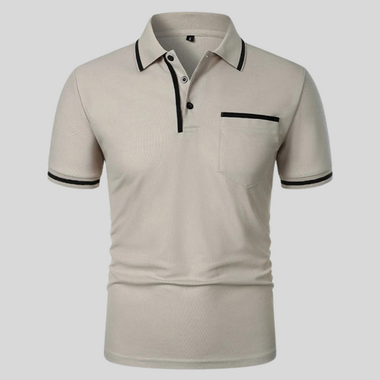 Herren Polohemd Kontrastbesatz Taschen Valentin - Eveloria