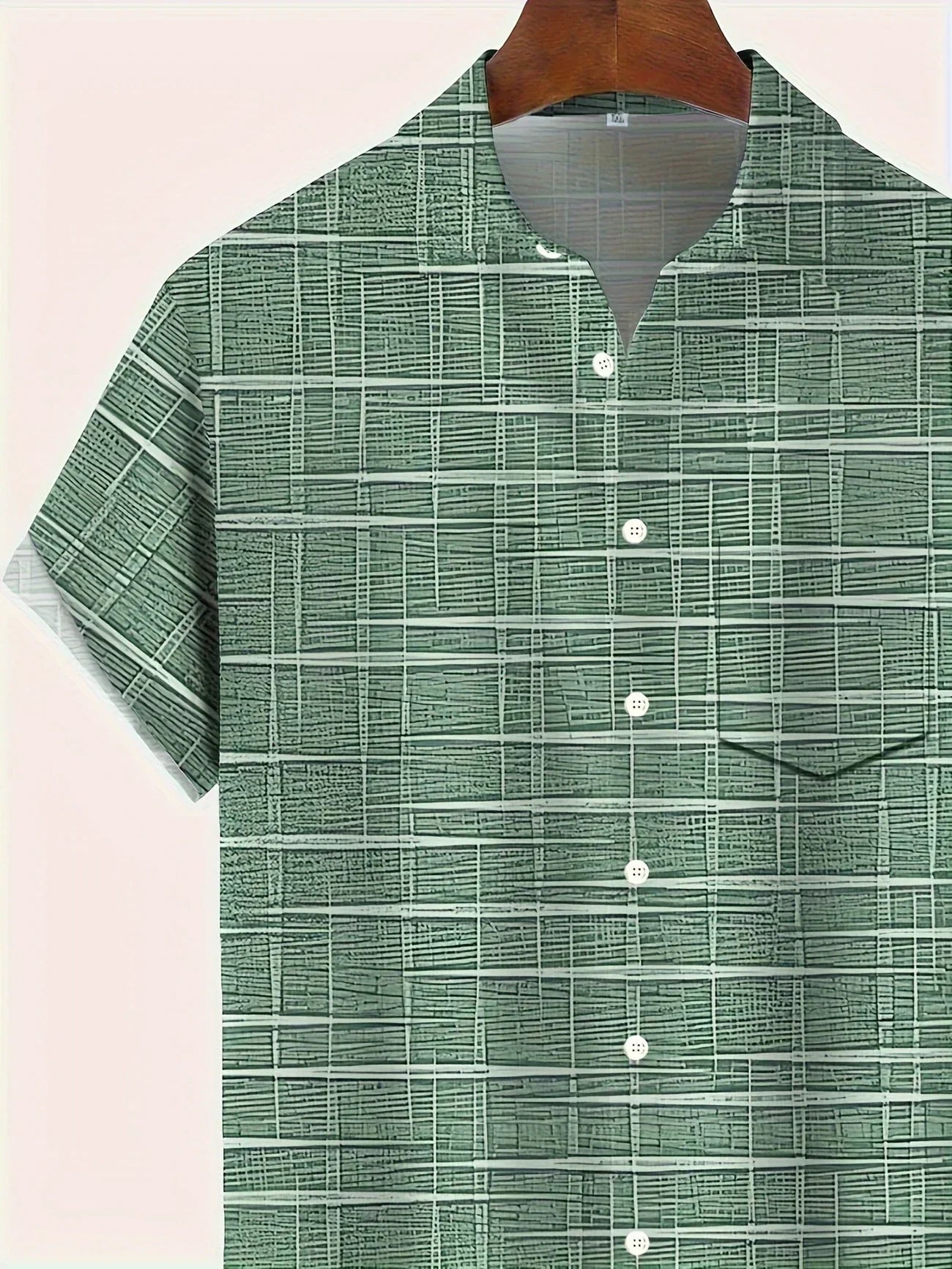Herren Freizeitshirt Kurzarm Muster Knopfweiß