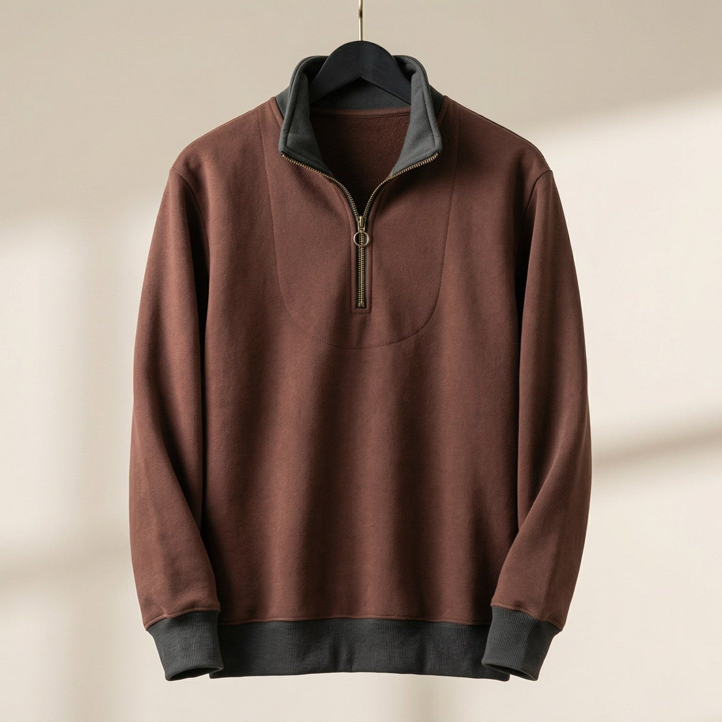 Herren Pullover Kontrastbesatz Halbzipp Verschiedene Farben - Eveloria