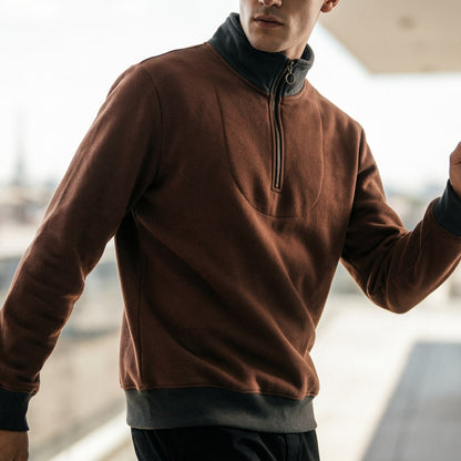 Herren Pullover Kontrastbesatz Halbzipp Verschiedene Farben