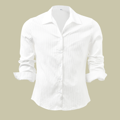 Herren Slim Fit Knopfhemd Gerippt Weiß