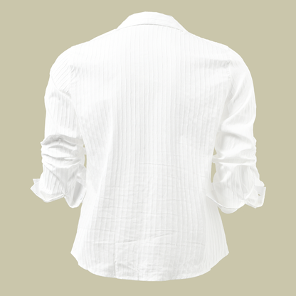 Herren Slim Fit Knopfhemd Gerippt Weiß
