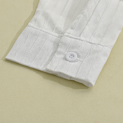 Herren Slim Fit Knopfhemd Gerippt Weiß
