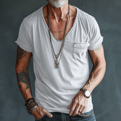 Herren T-Shirt Rundhalsausschnitt mit Taschen