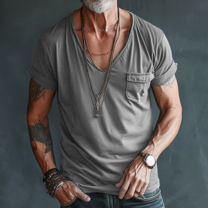 Herren T-Shirt Rundhalsausschnitt mit Taschen