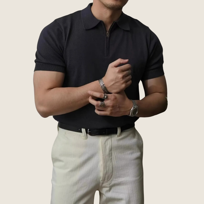 Herren Polohemd Minimal Reißverschlusskragen Vincent - Eveloria
