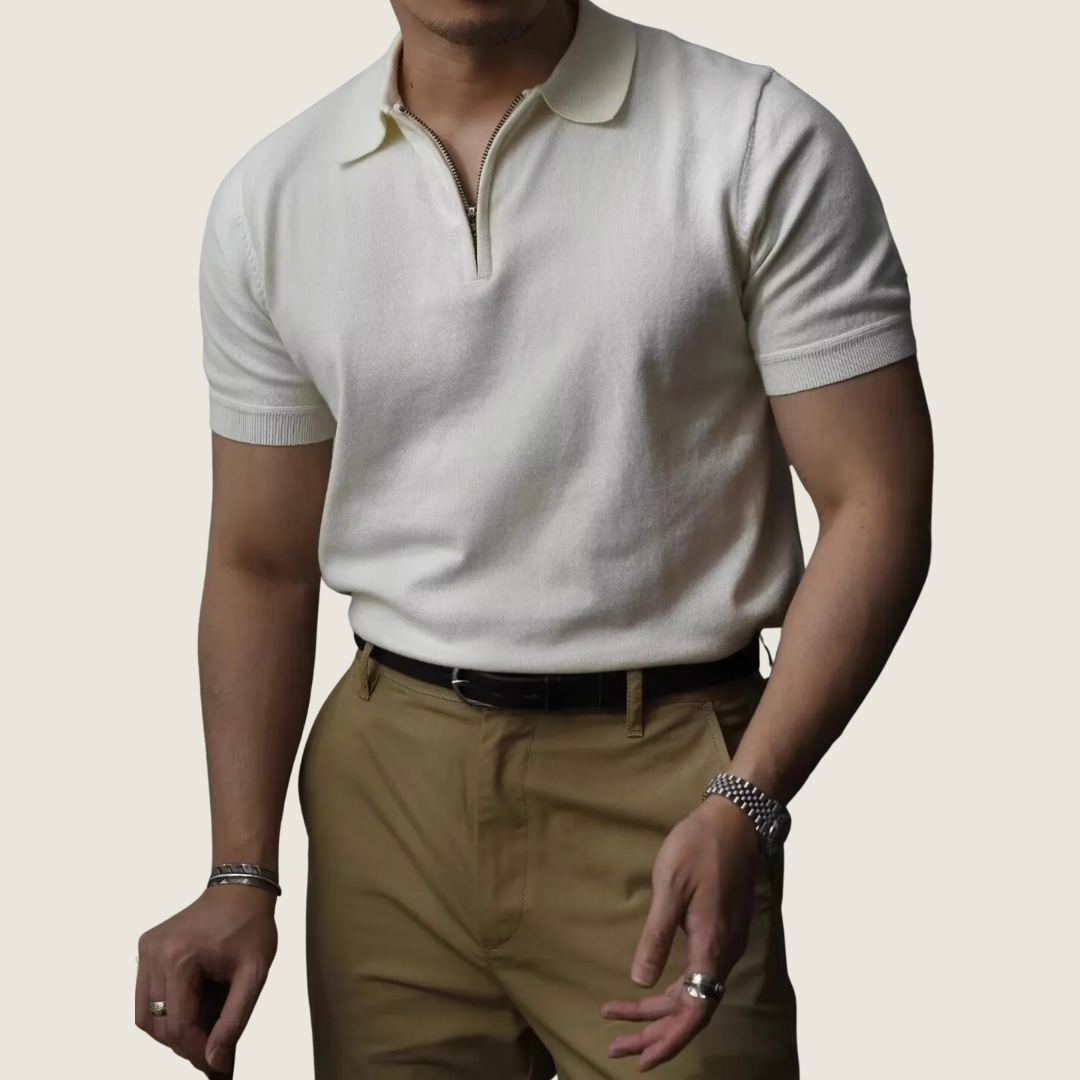 Herren Polohemd Minimal Reißverschlusskragen Vincent