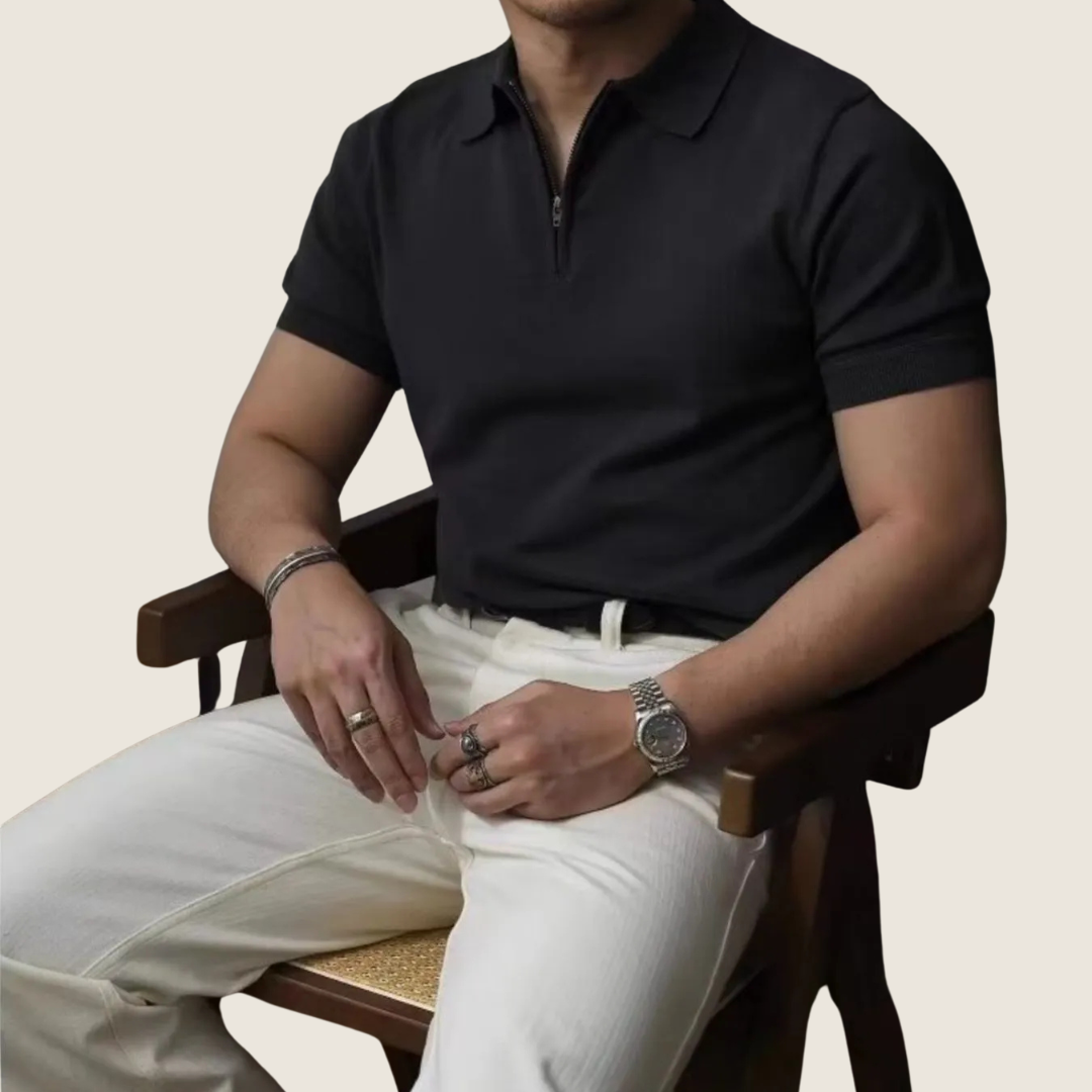 Herren Polohemd Minimal Reißverschlusskragen Vincent
