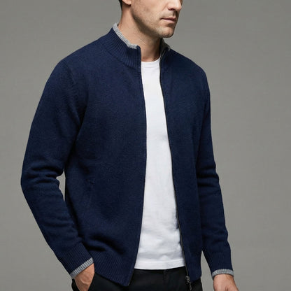 Herren Strickjacke Stehkragen Reißverschluss