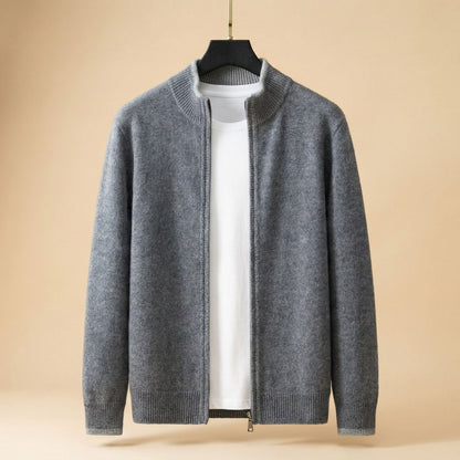 Herren Strickjacke Stehkragen Reißverschluss