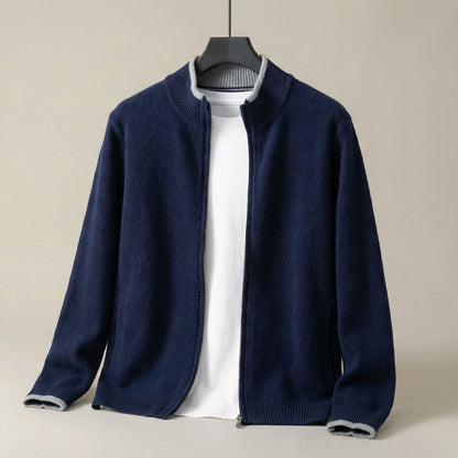 Herren Strickjacke Stehkragen Reißverschluss