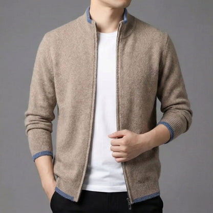 Herren Strickjacke Stehkragen Reißverschluss
