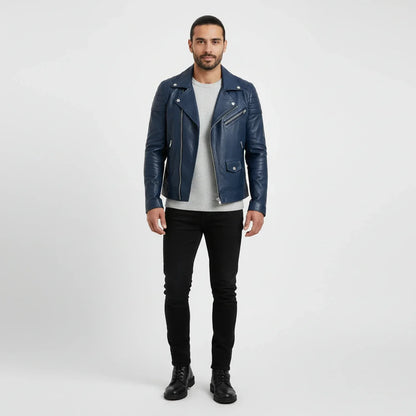 Herren Lederjacke Winter Zip-Up
