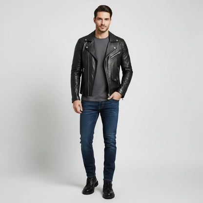 Herren Lederjacke Winter Zip-Up