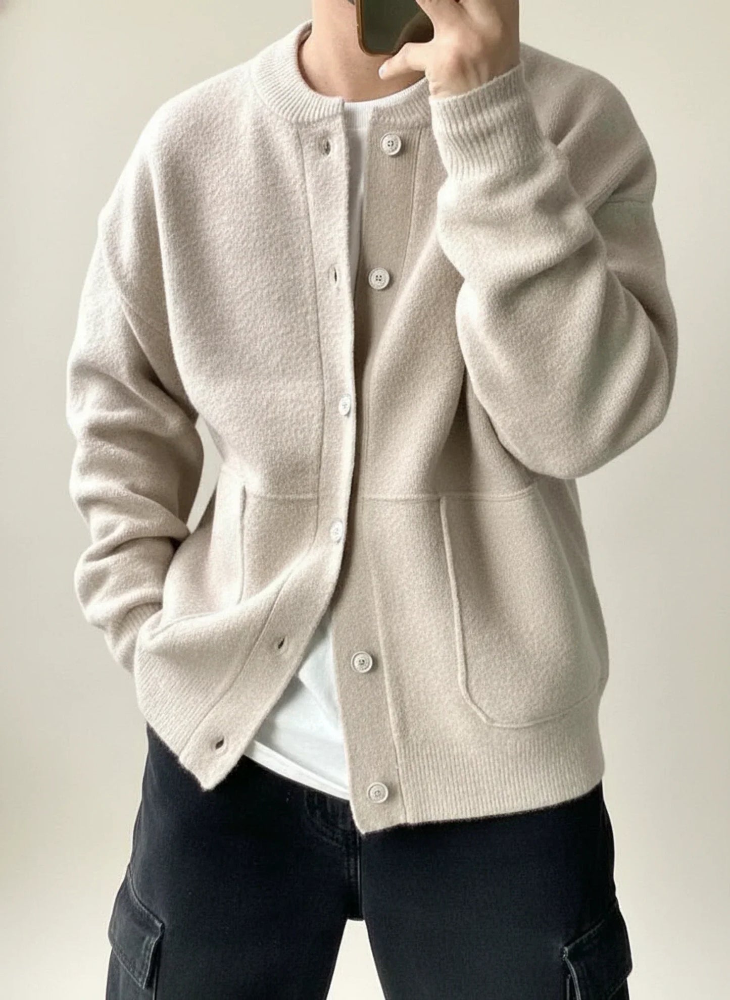 Herren Strickjacke Lässig Knopfleiste