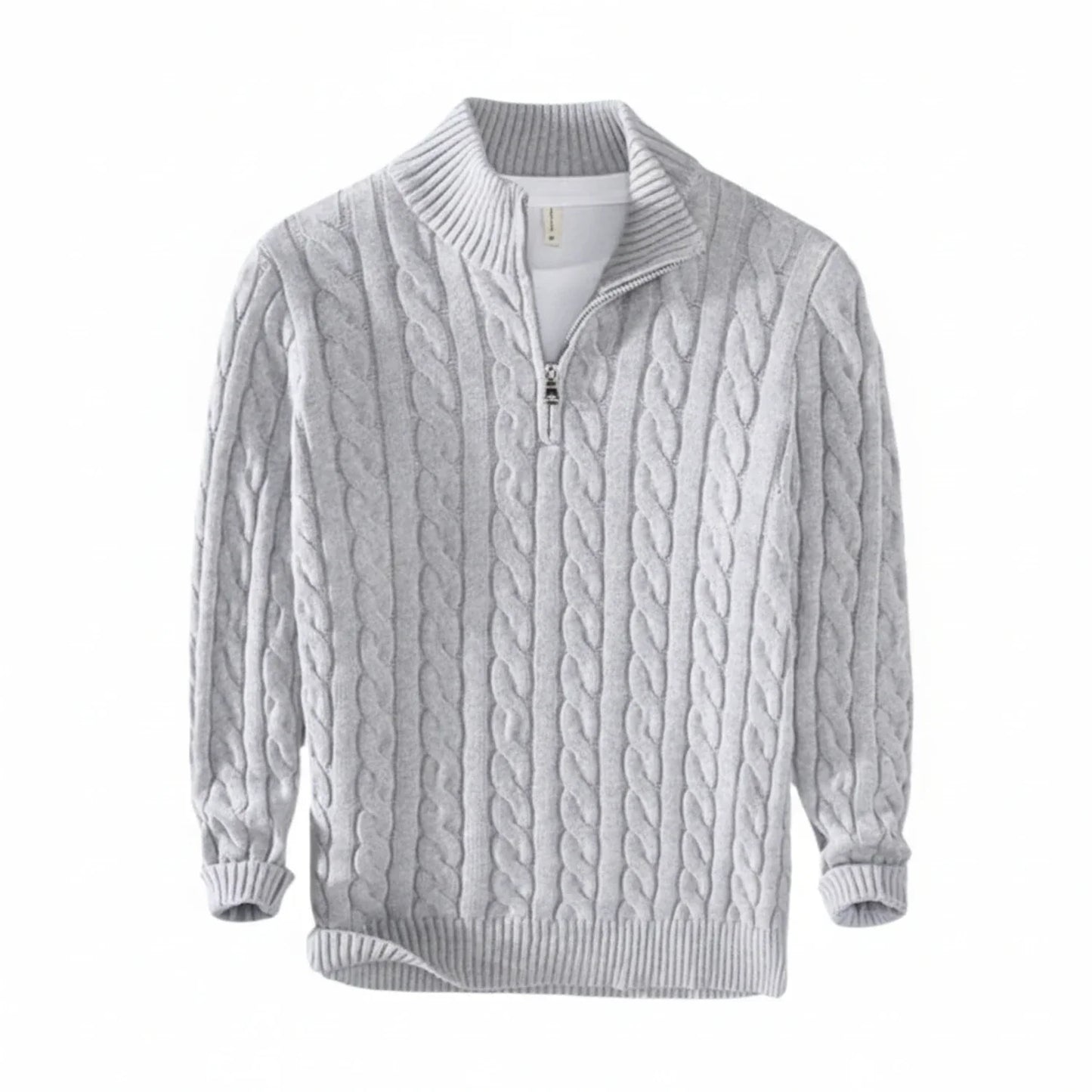 Herren Zopfmuster Pullover Halb-Reißverschluss - Eveloria