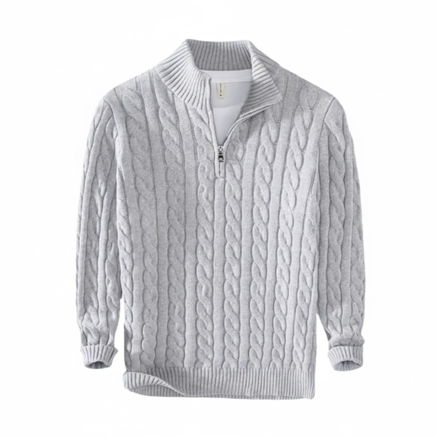 Herren Zopfmuster Pullover Halb-Reißverschluss - Eveloria