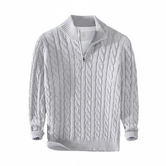 Herren Zopfmuster Pullover Halb-Reißverschluss - Eveloria
