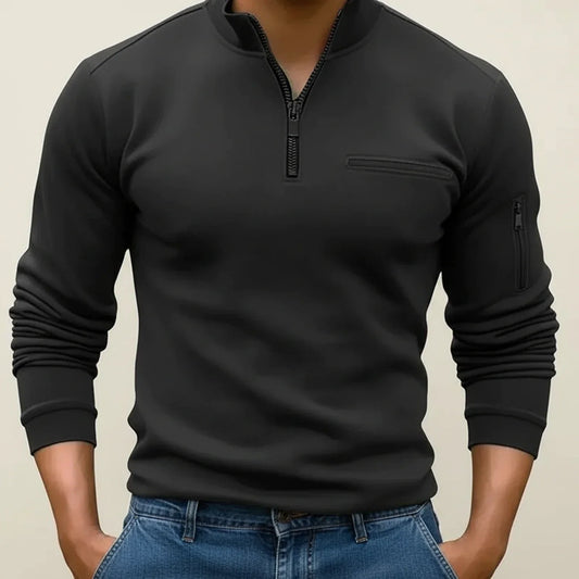 Herren Langarmpullover Viertelreißverschluss - Eveloria