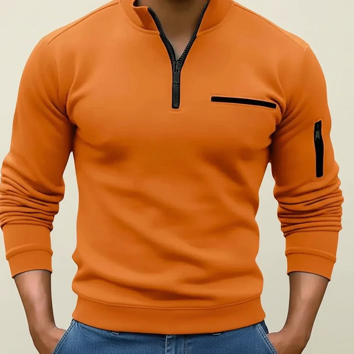 Herren Langarmpullover Viertelreißverschluss