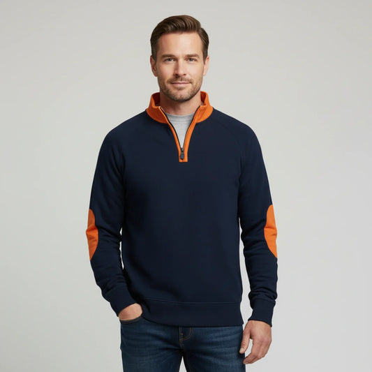 Herren Kontrastpullover Viertelreißverschluss - Eveloria