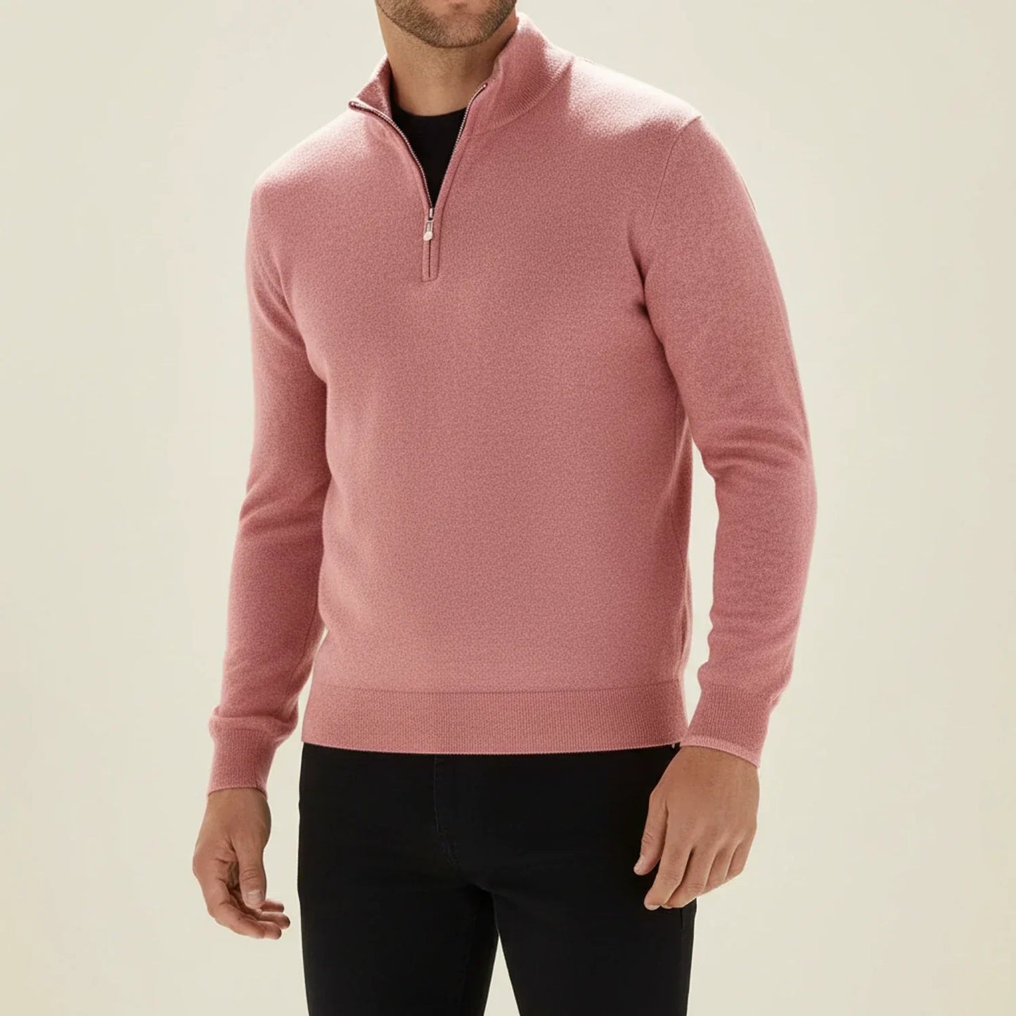 Herren Langarmpullover Halb-Reißverschluss
