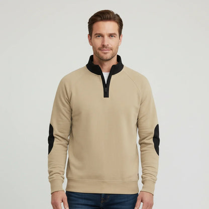 Herren Kontrastpullover Viertelreißverschluss