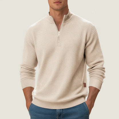 Herren Strukturierter Pullover Viertelreißverschluss
