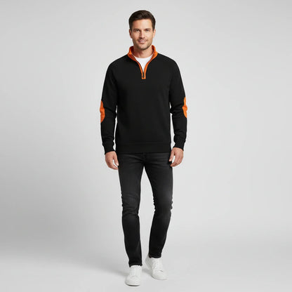 Herren Kontrastpullover Viertelreißverschluss