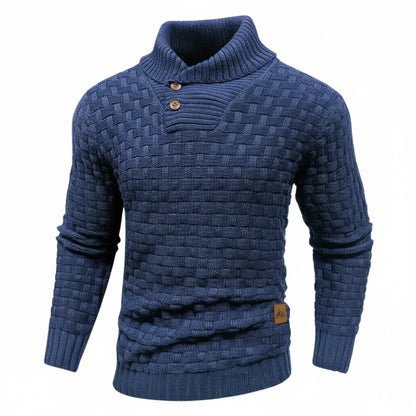 Herren Strickpullover Strukturierter Look Knopfkragen - Eveloria