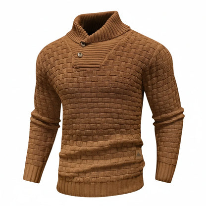 Herren Strickpullover Strukturierter Look Knopfkragen
