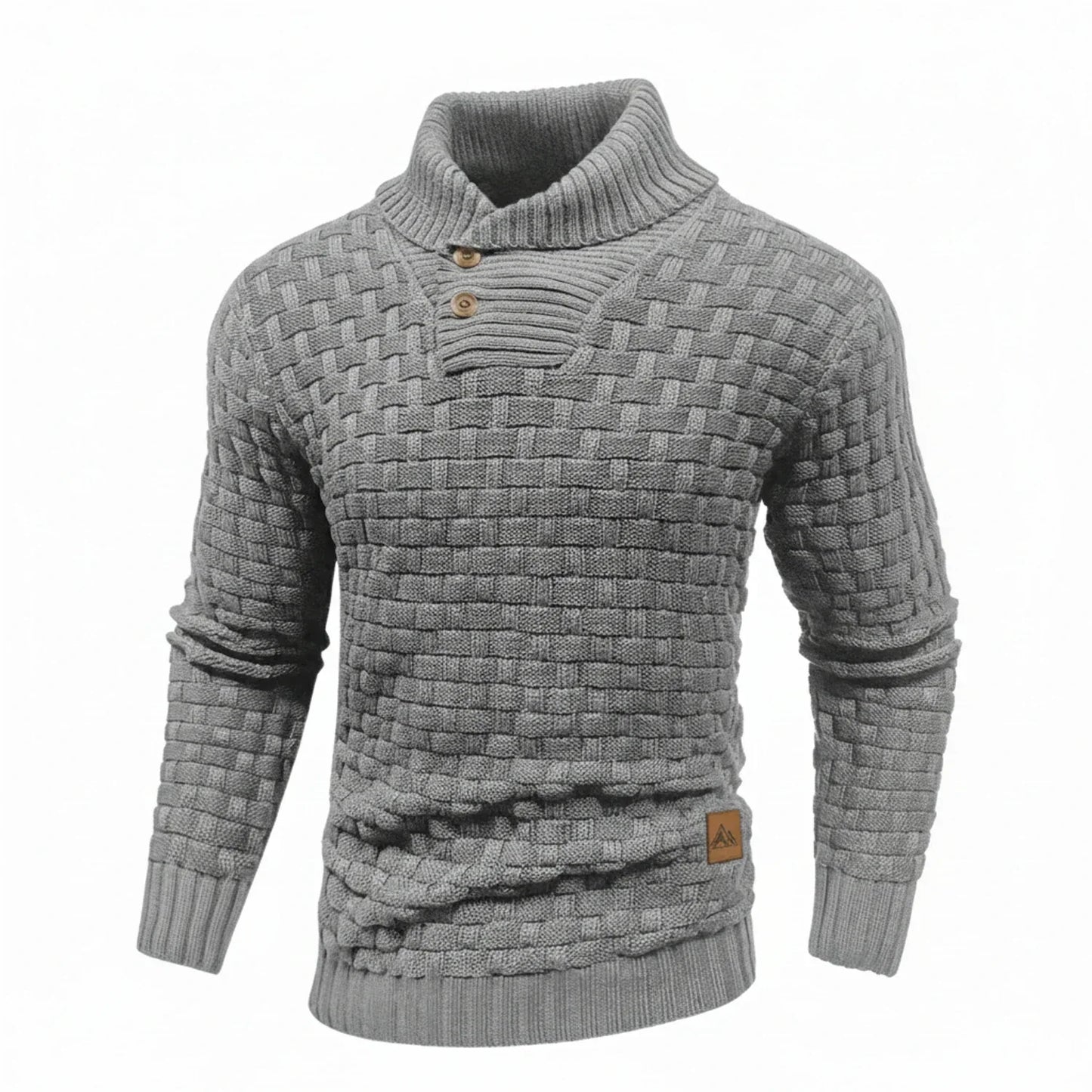 Herren Strickpullover Strukturierter Look Knopfkragen