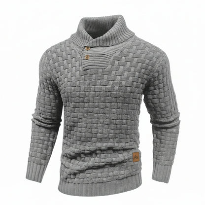 Herren Strickpullover Strukturierter Look Knopfkragen