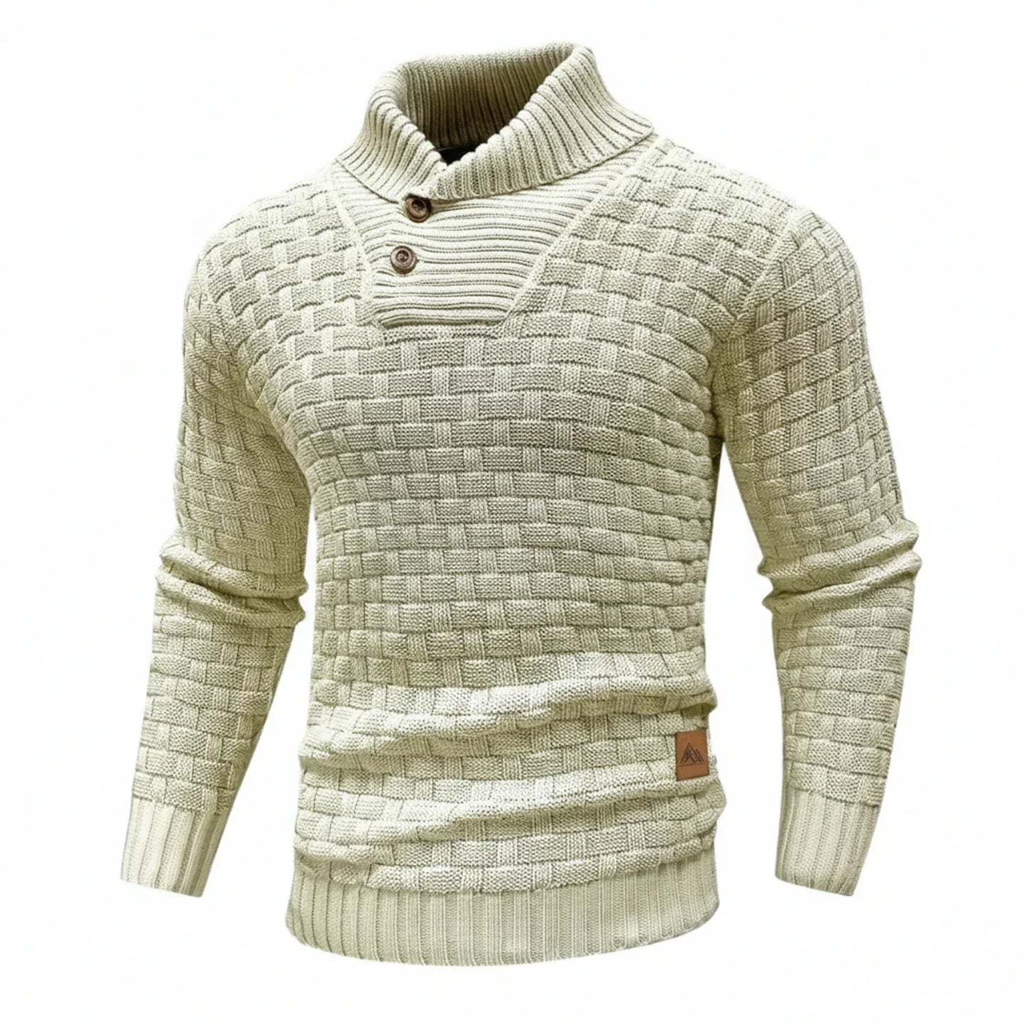 Herren Strickpullover Strukturierter Look Knopfkragen