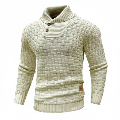 Herren Strickpullover Strukturierter Look Knopfkragen