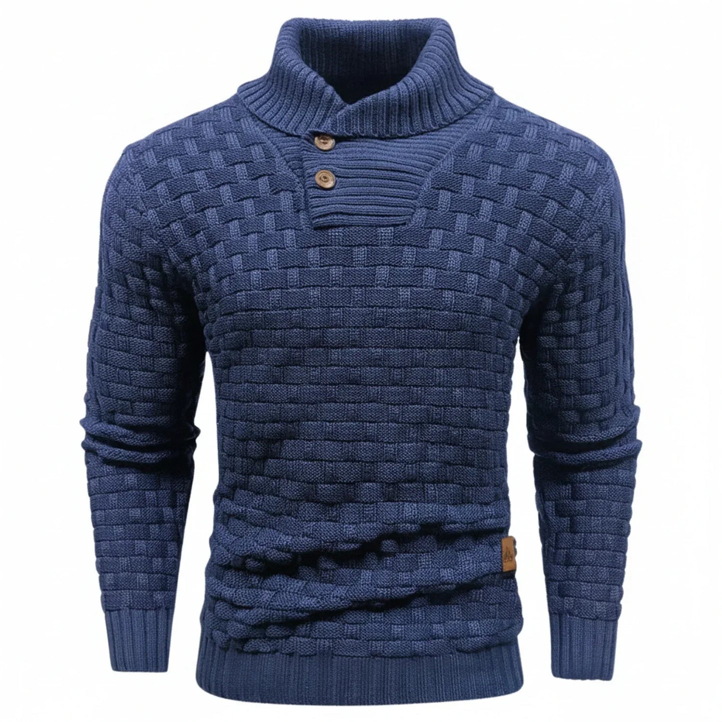 Herren Strickpullover Strukturierter Look Knopfkragen