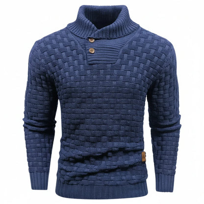 Herren Strickpullover Strukturierter Look Knopfkragen