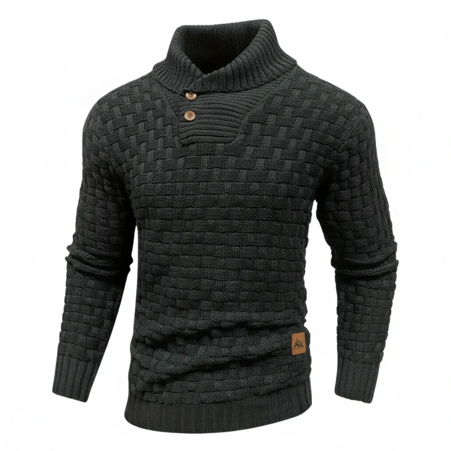 Herren Strickpullover Strukturierter Look Knopfkragen