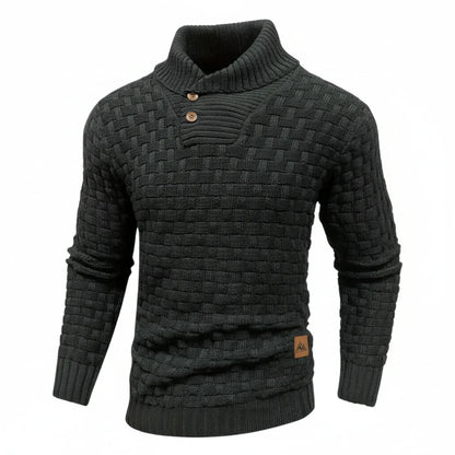 Herren Strickpullover Strukturierter Look Knopfkragen
