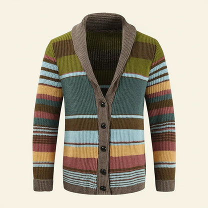 Herren Strickcardigan Gestreift mit Knöpfen