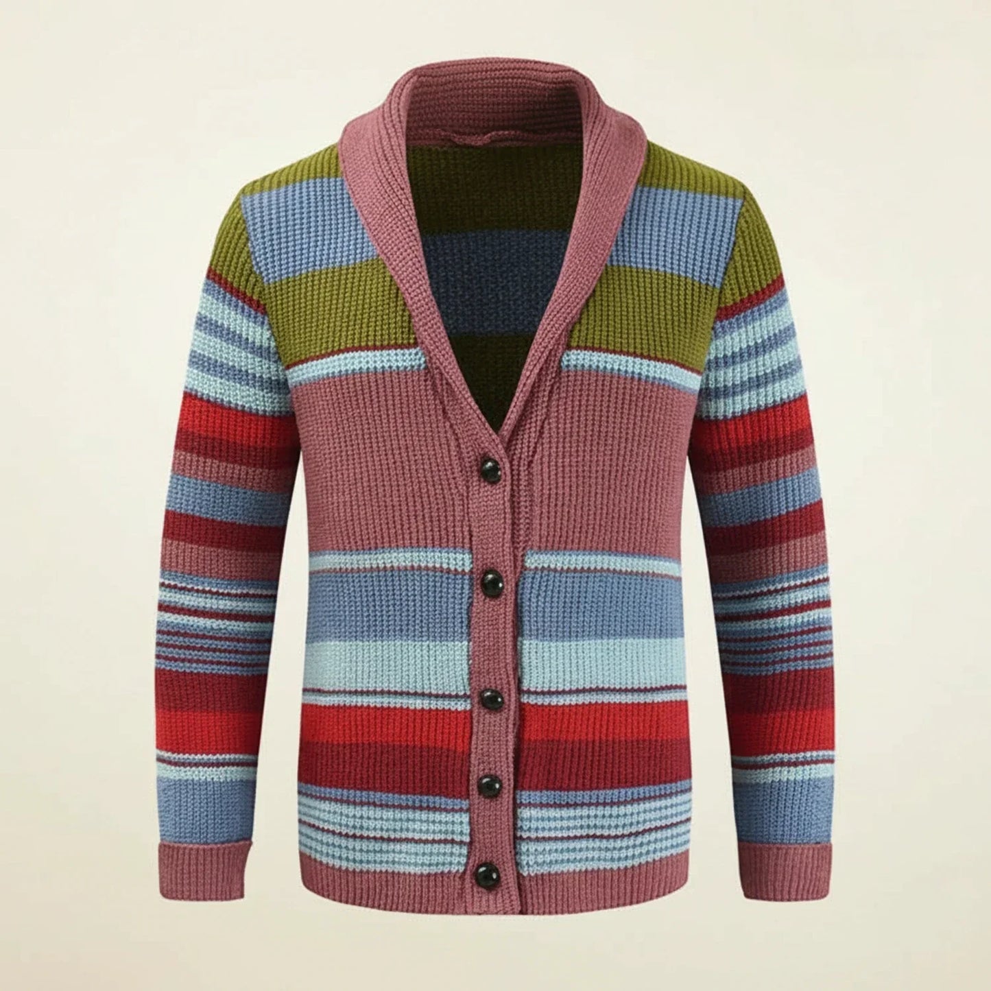 Herren Strickcardigan Gestreift mit Knöpfen